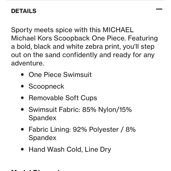 Michael Kors, one piece swimsuit, black and white zebra print, fully lined, new - Picture 8 of 10